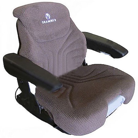 Aftermarket AH227974 Brown Fabric Grammer Seat w Air Suspension 12V Fits John Deere MSG95/74 SEQ90-0026